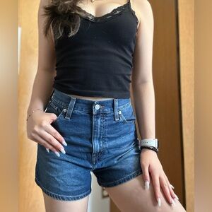 Brand New Levi's Dark Blue High-Waisted Mom Shorts